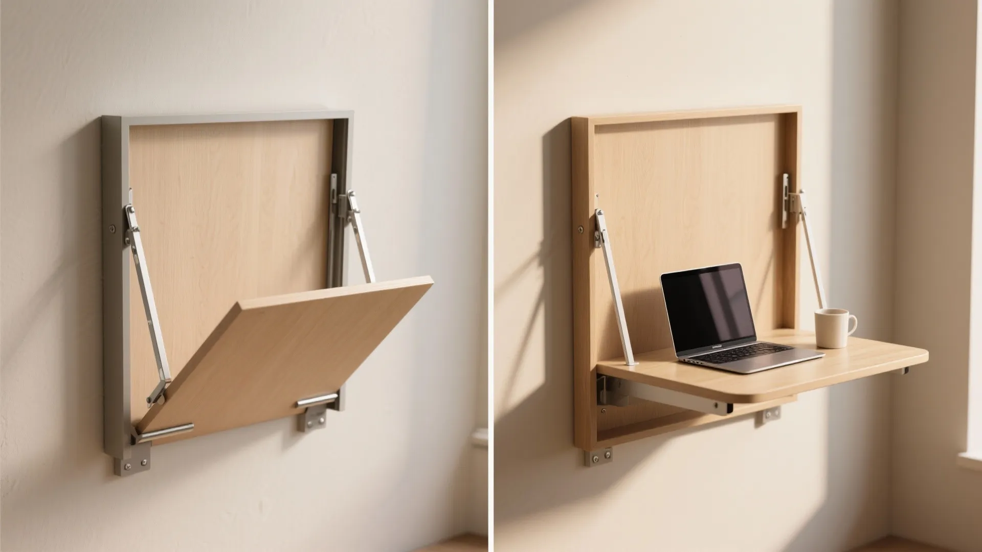 3. Wall-mounted drop-leaf or fold-down table