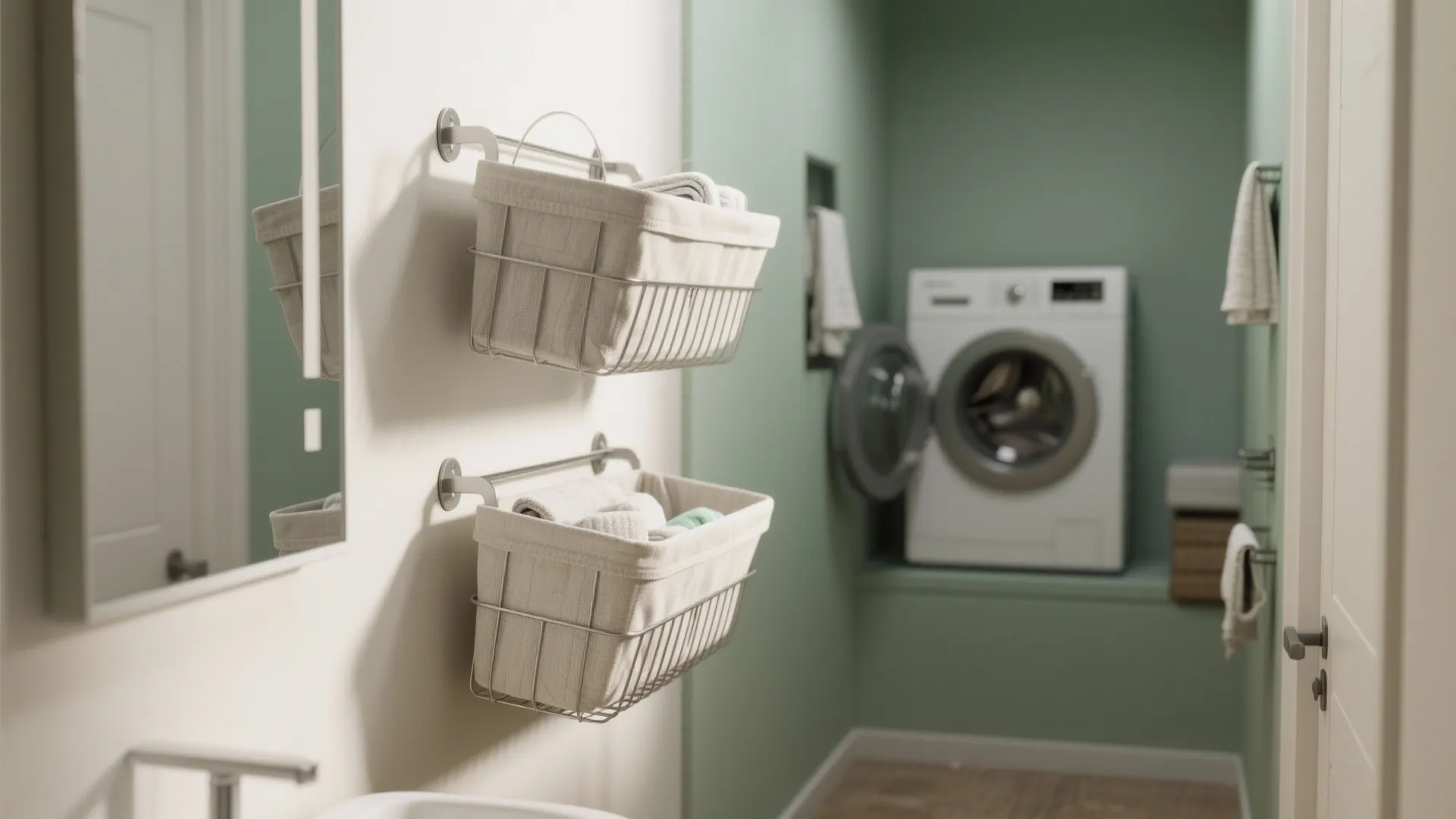 2. Wall-mounted foldable baskets
