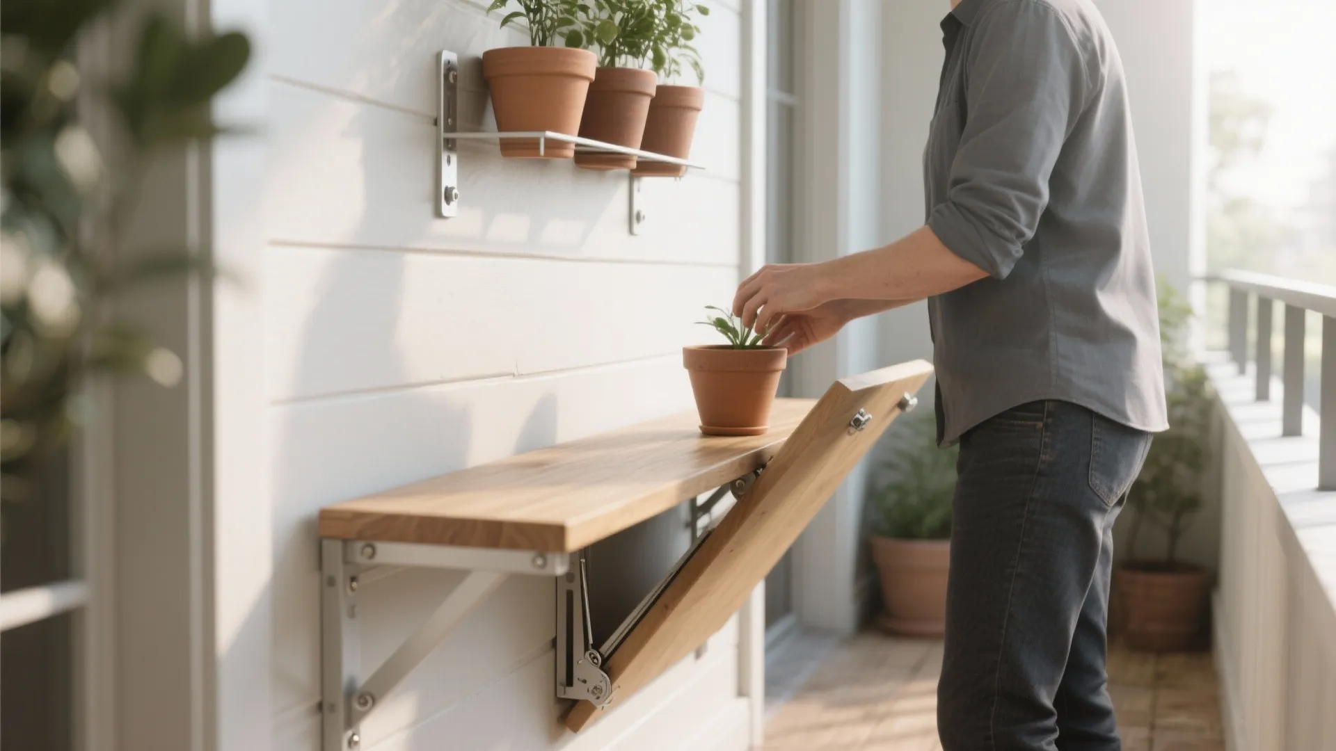 2. Wall-Mounted Fold-Down Bench