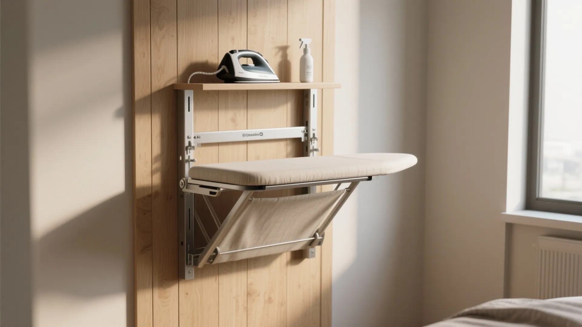 1. Wall-mounted fold-down ironing board