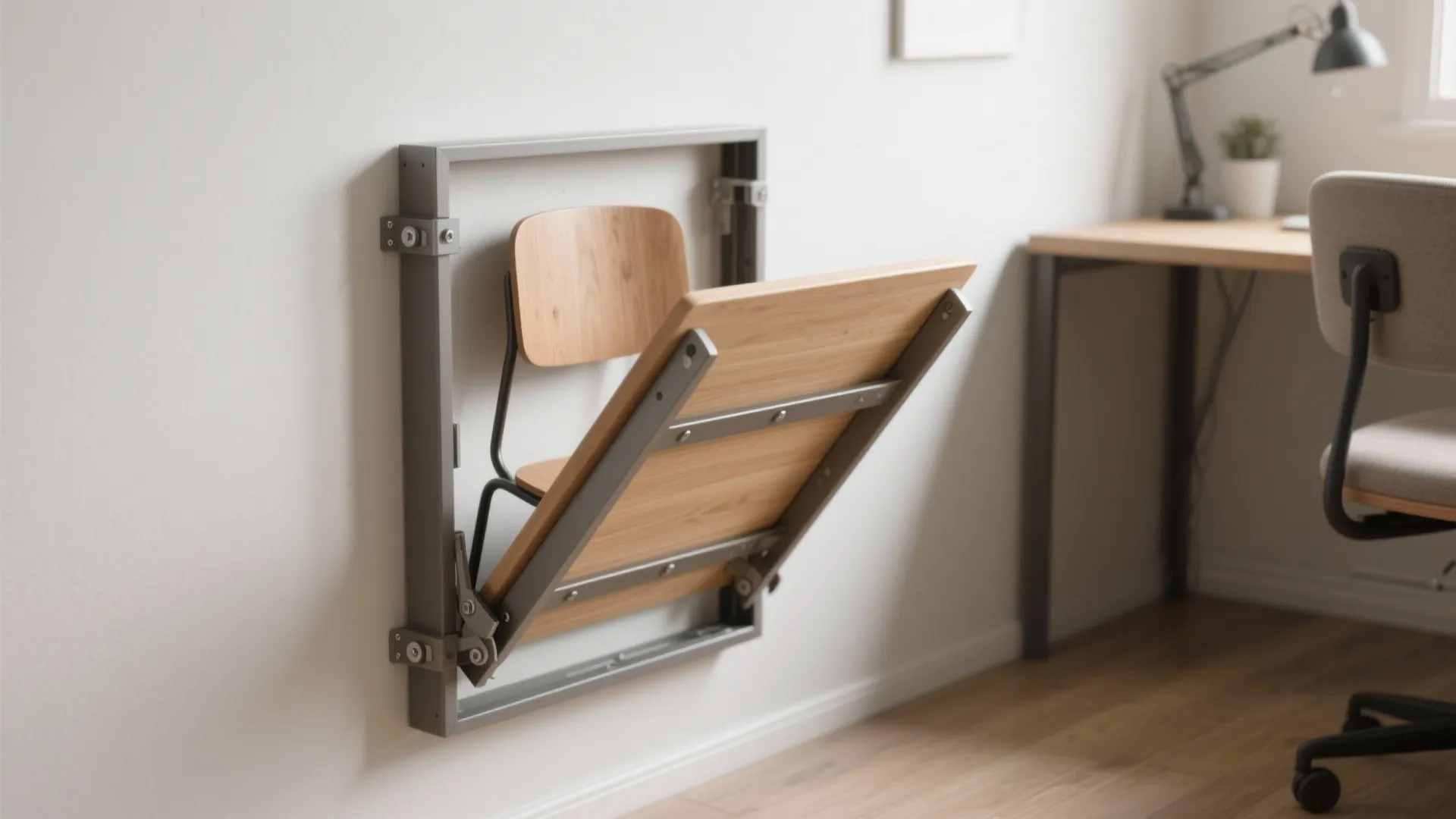 2. Wall-mounted fold-down chair