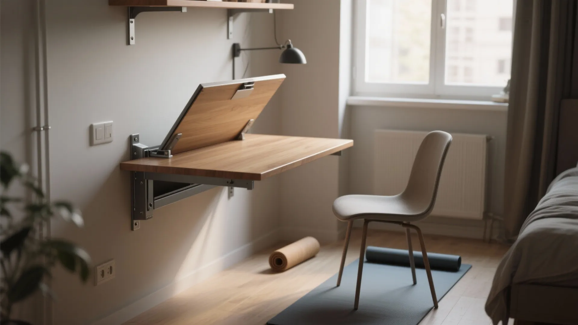 Wall-mounted foldaway desk