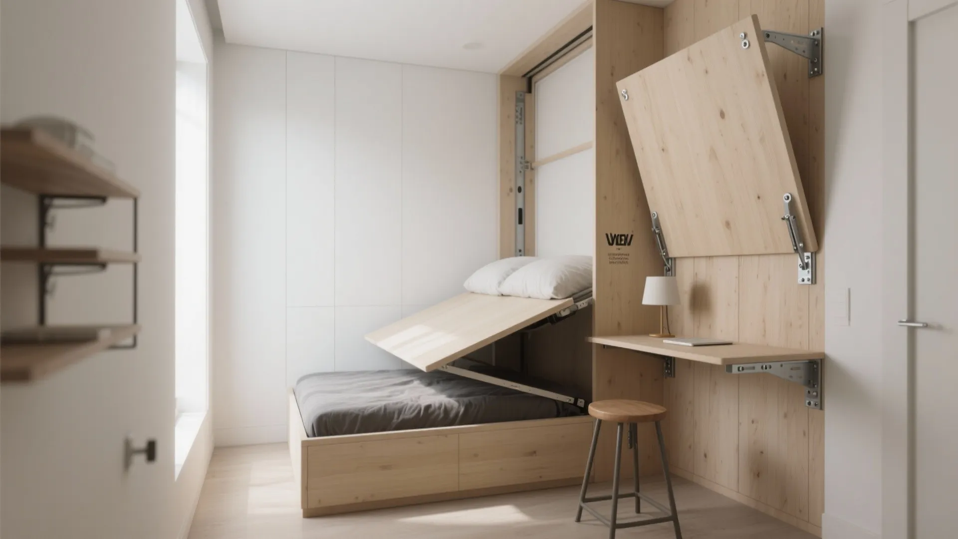 2. Fold-down and wall-mounted furniture