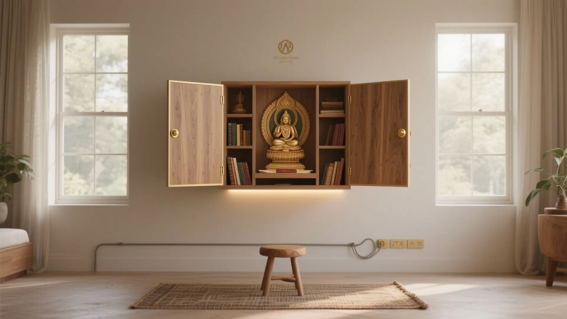 Wall-Mounted Mandir with Fold-Down Panel