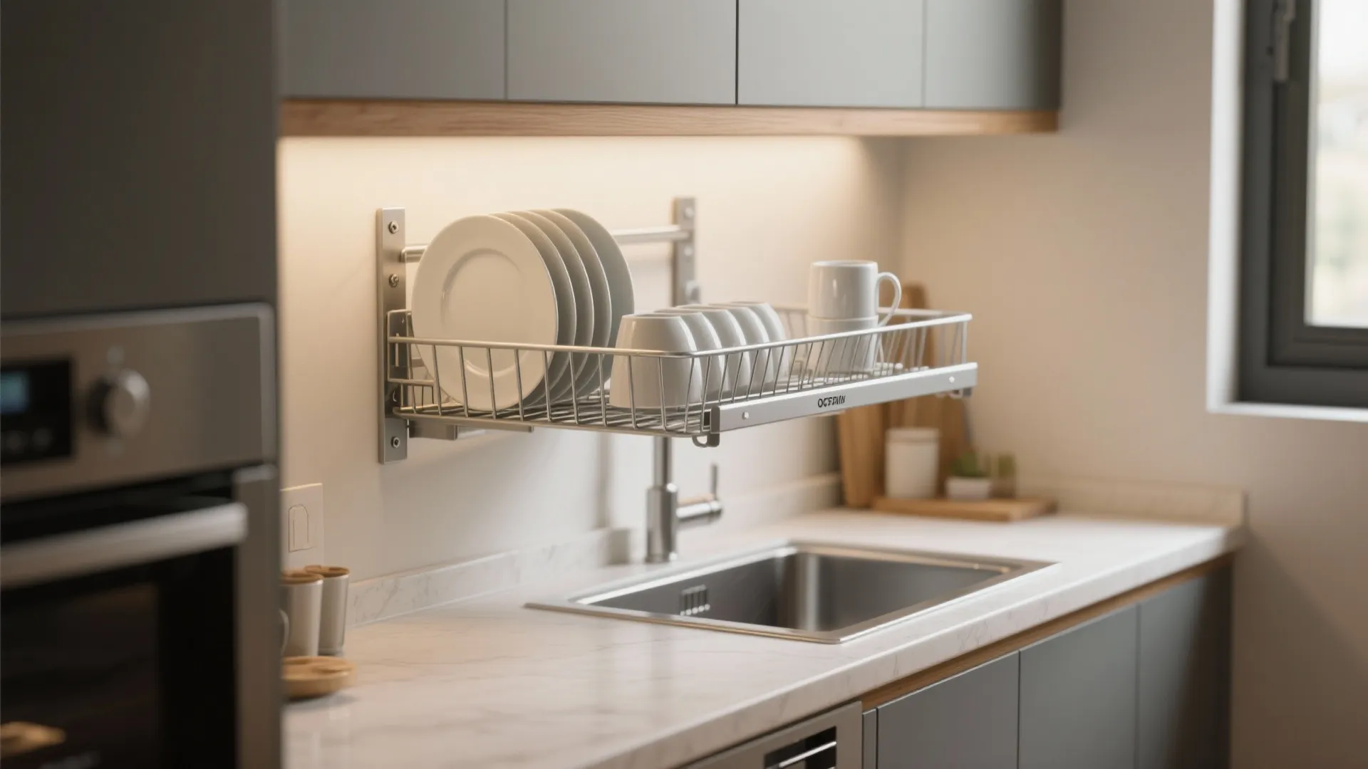 1. Wall-mounted fold-down rack