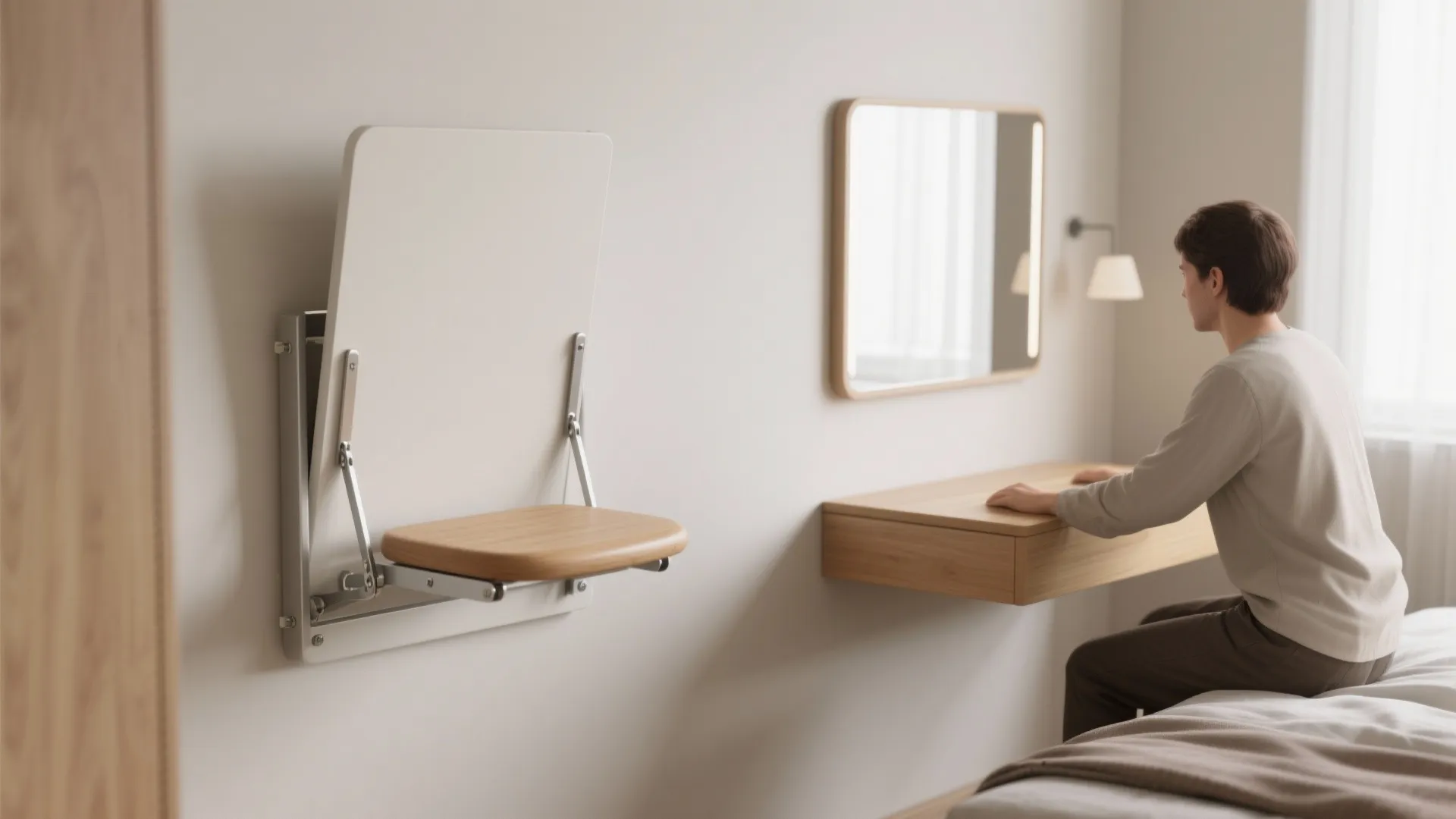 4. Wall-Mounted Fold-Down Seat