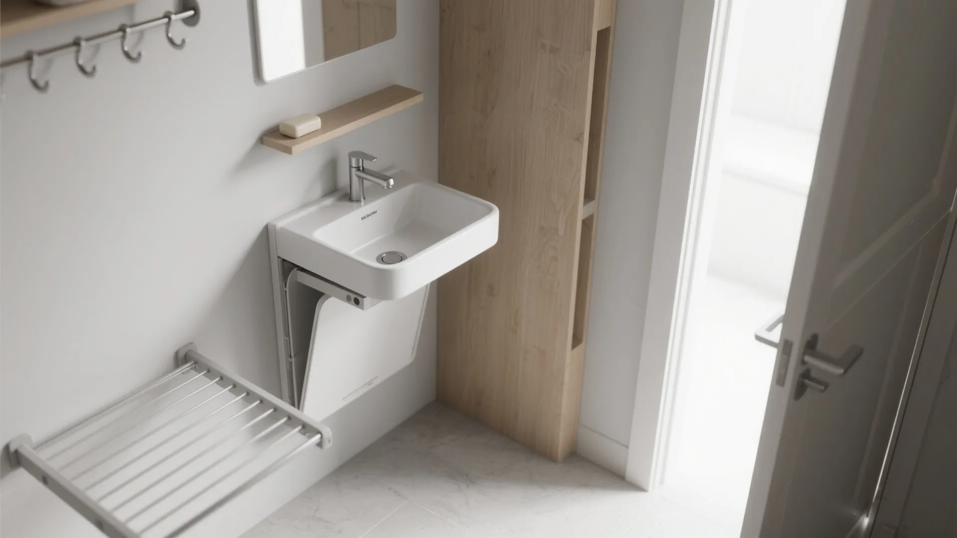 Wall-Mounted Fold-Down Sink