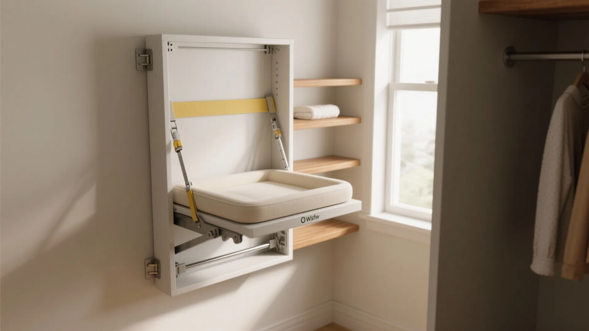 Wall-mounted fold-down changing station