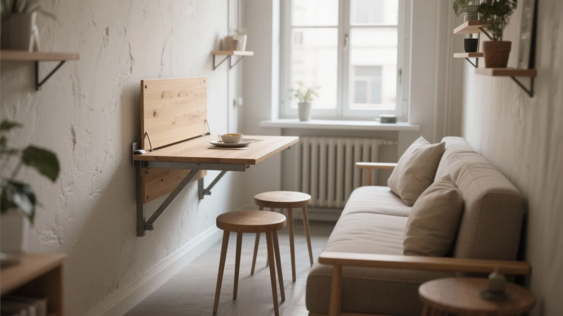 1. Wall-mounted fold-down table