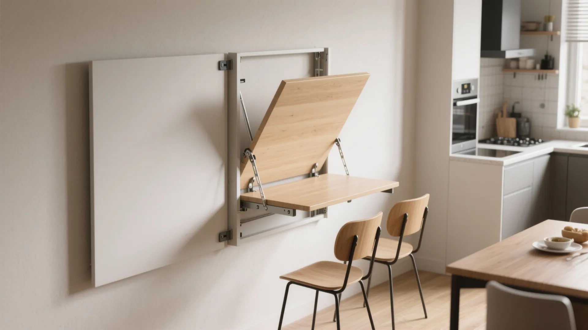 5) Wall-mounted fold-down table