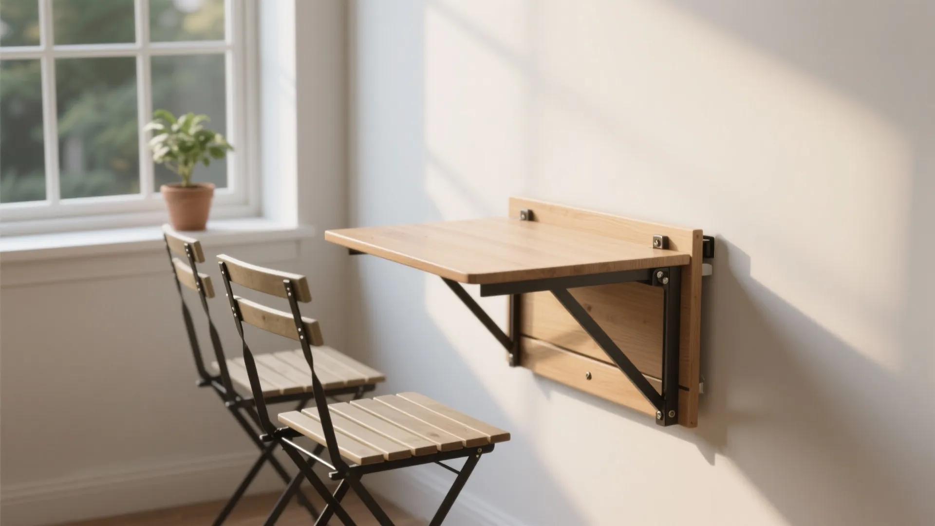 1. Fold-down bistro table on the wall