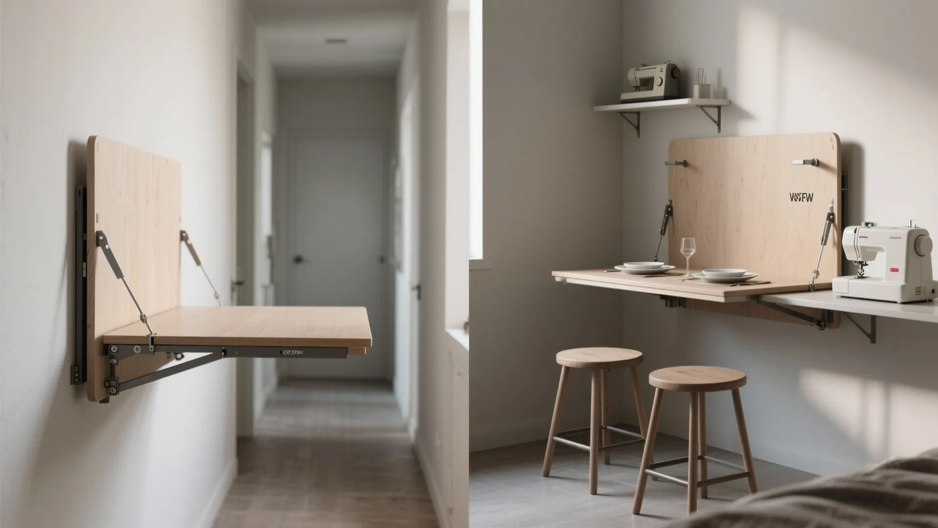 4. Wall-mounted fold-down table: ultra-compact and modern