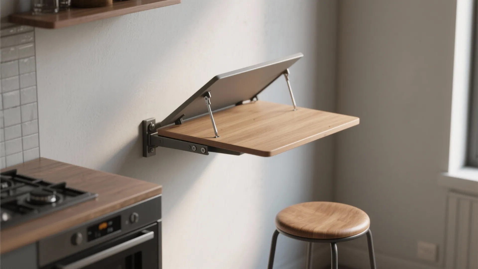 5. Wall-mounted drop table with flip-up leaf