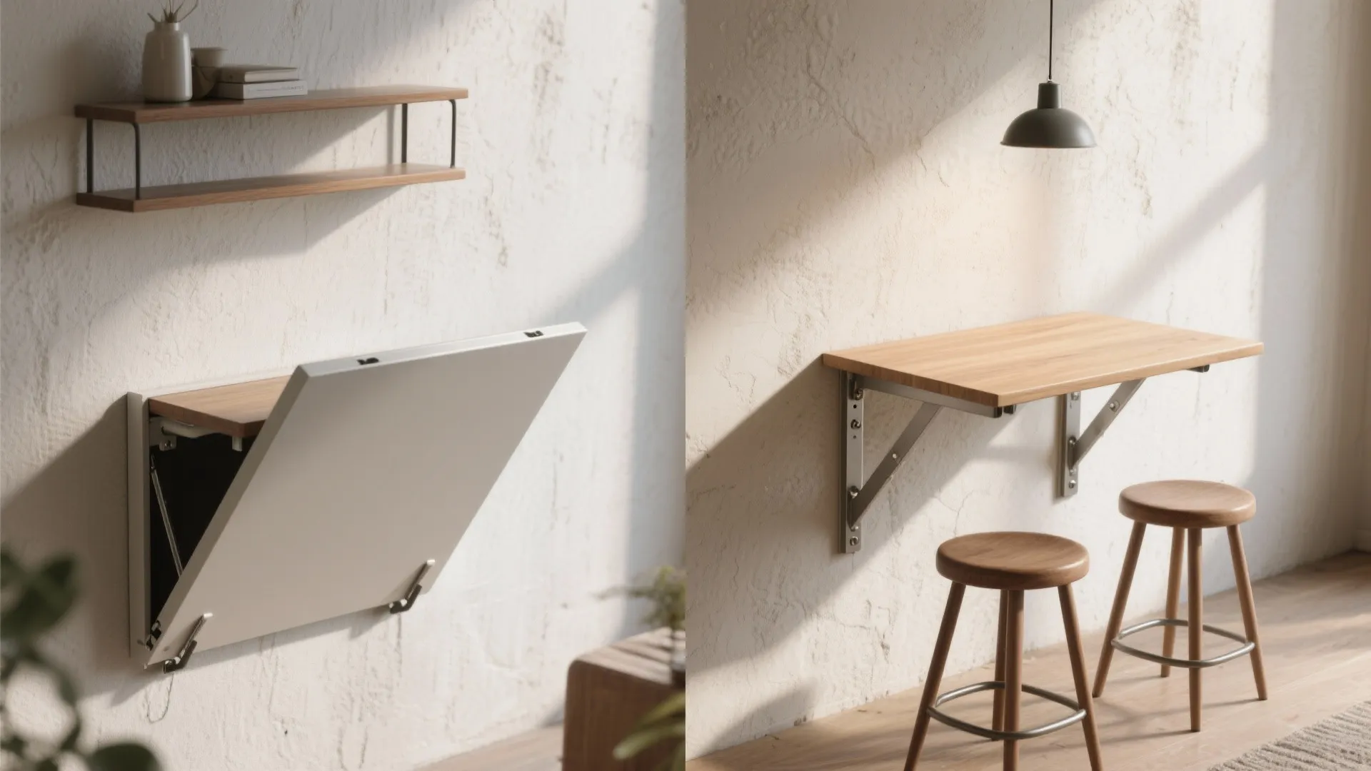 4. Wall-mounted fold-down tables: minimal footprint, maximal function