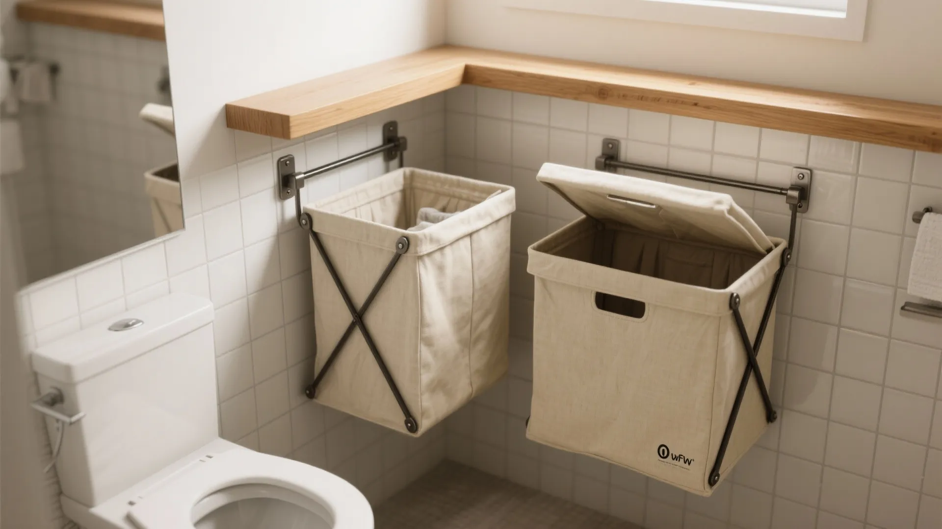 Wall-mounted, foldable hampers