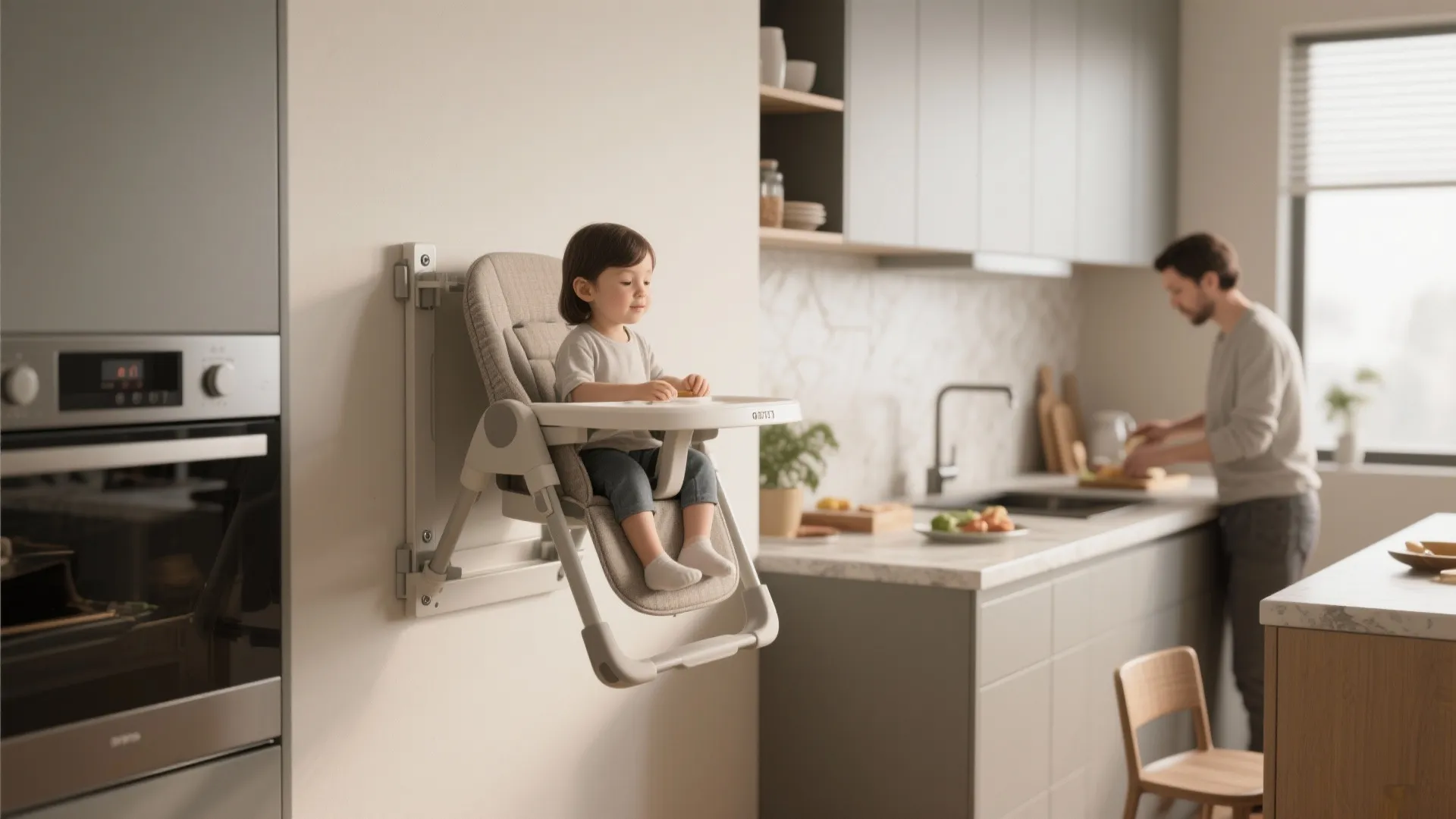 1. Wall-mounted foldaway highchairs