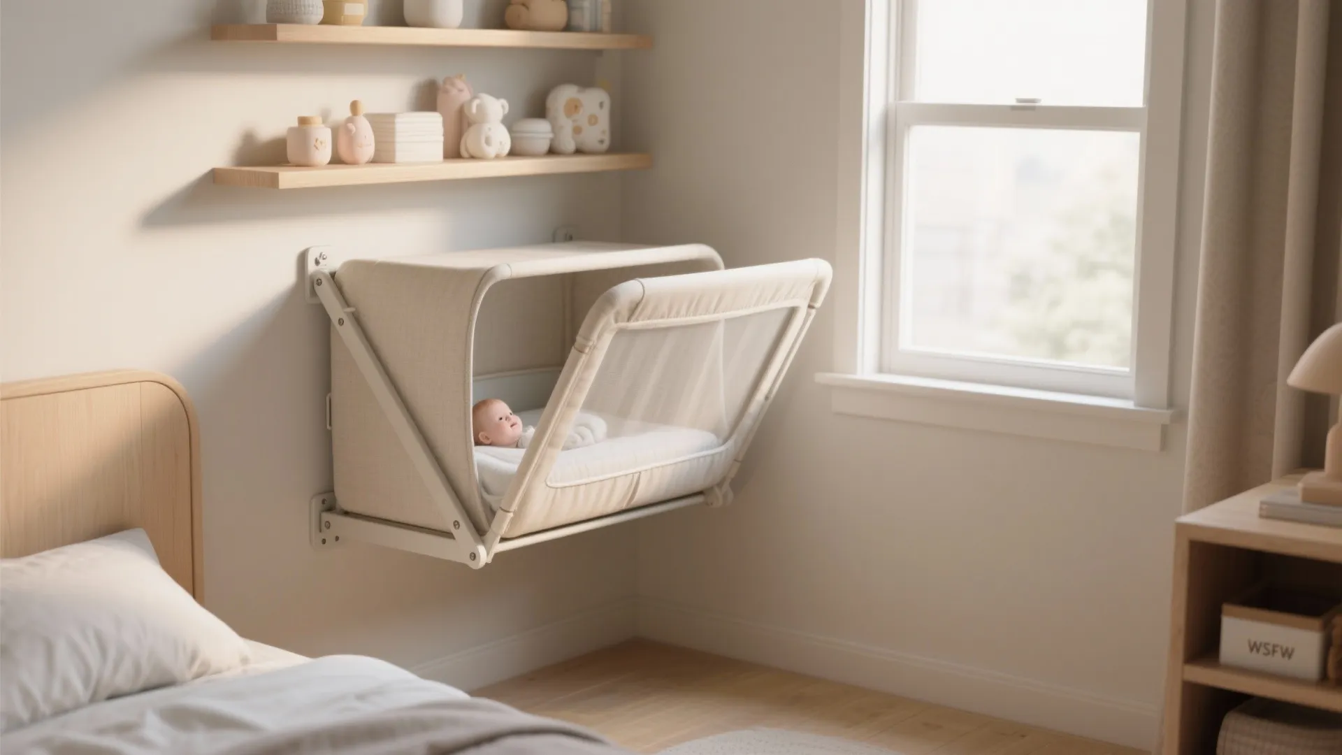 1. Wall-mounted foldaway bassinets