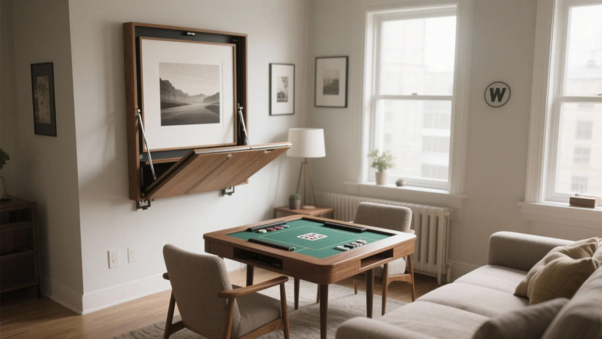 2. Wall-Mounted Folding Game Table