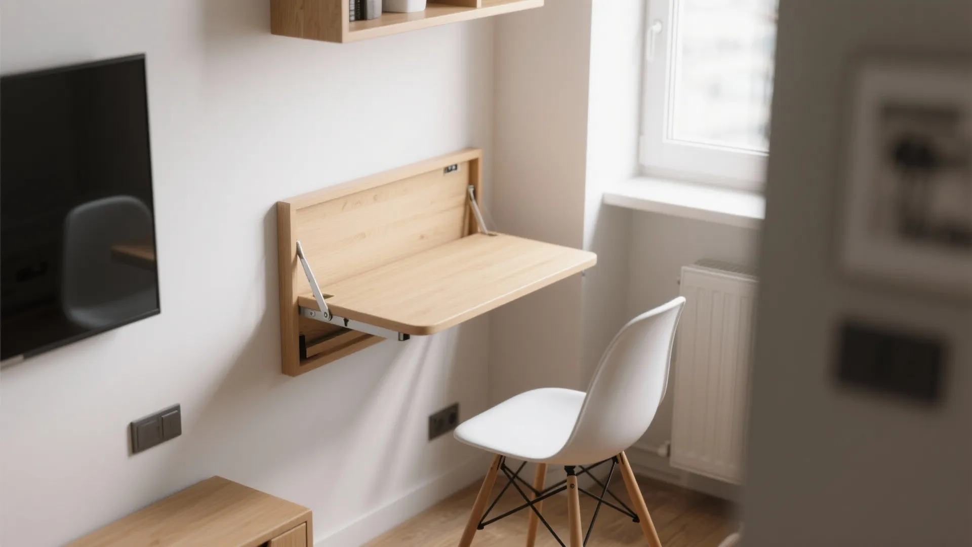 1. Wall-mounted fold-down table