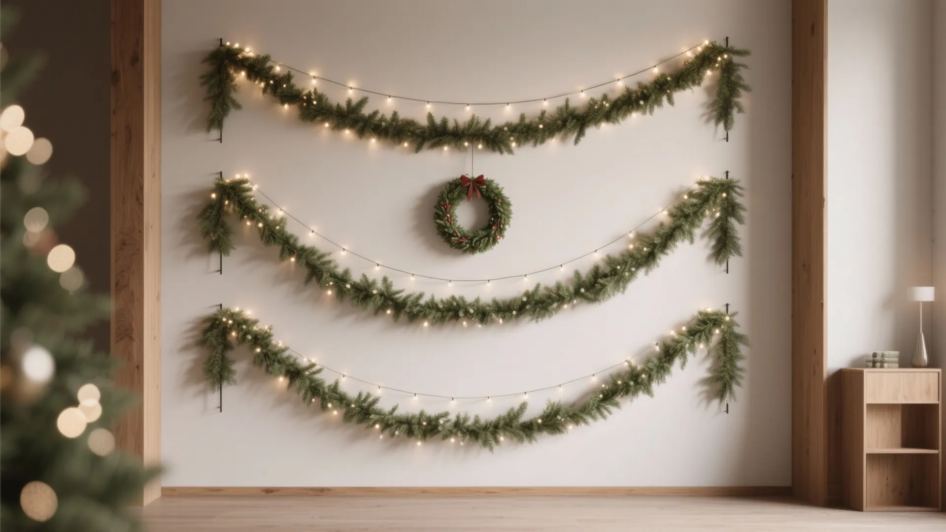 2. Wall-Mounted Greenery and Garlands