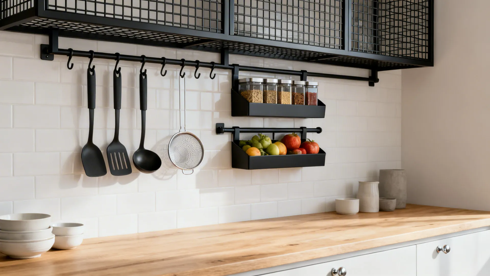 Minimalist Metal Wall Grid for Flexible Storage