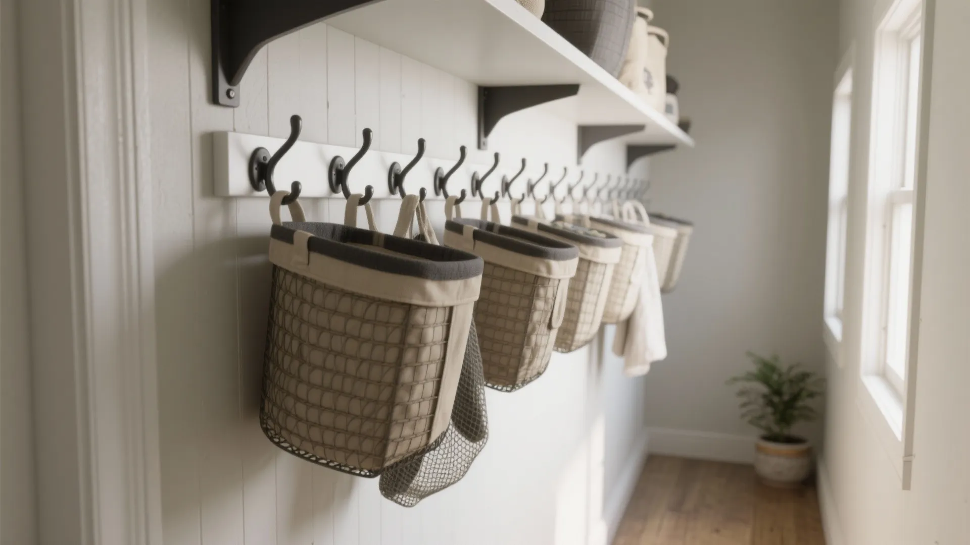 3. Wall-Mounted Hampers and Hooks