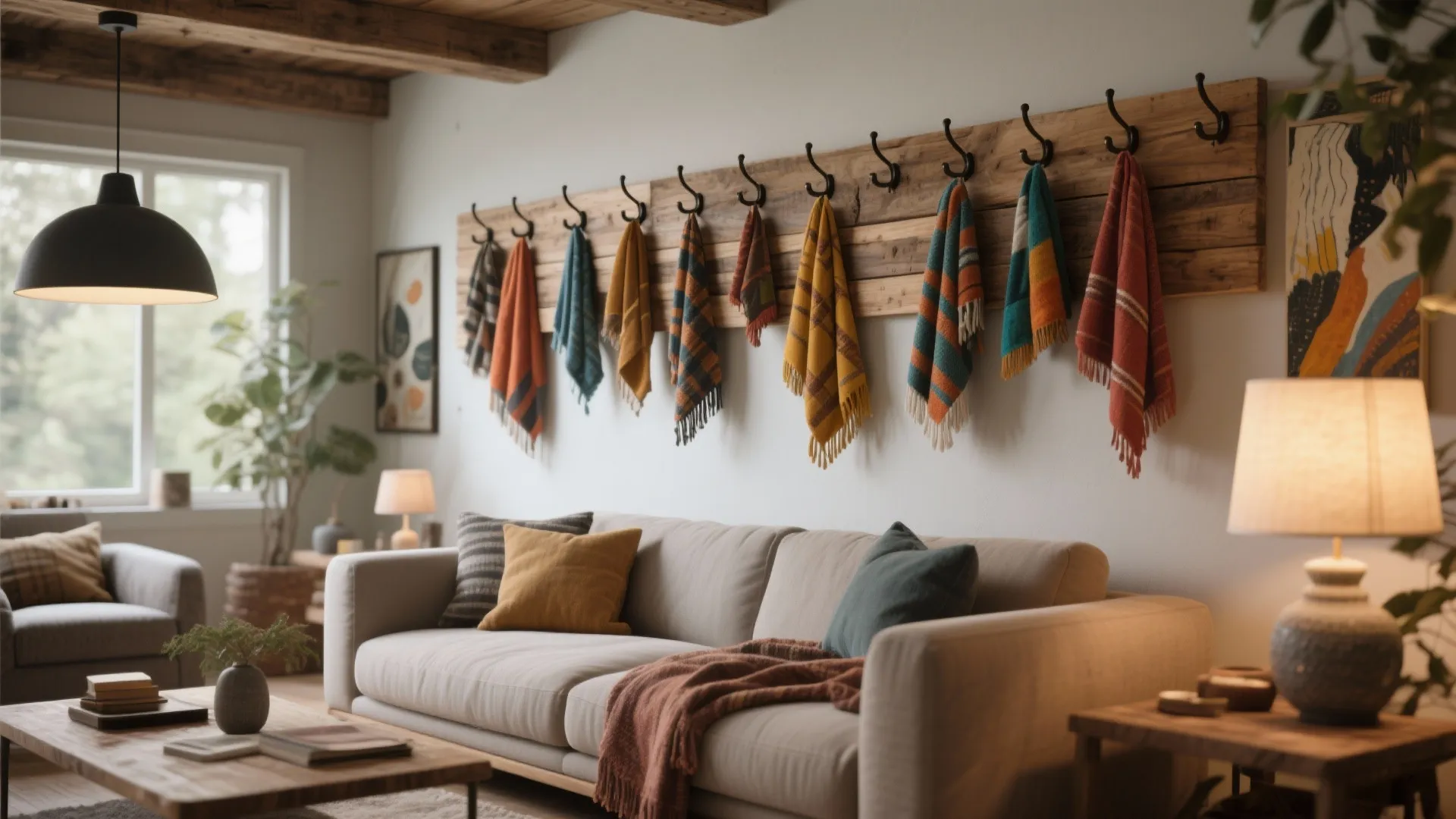 7. Wall-Mounted Blanket Hooks