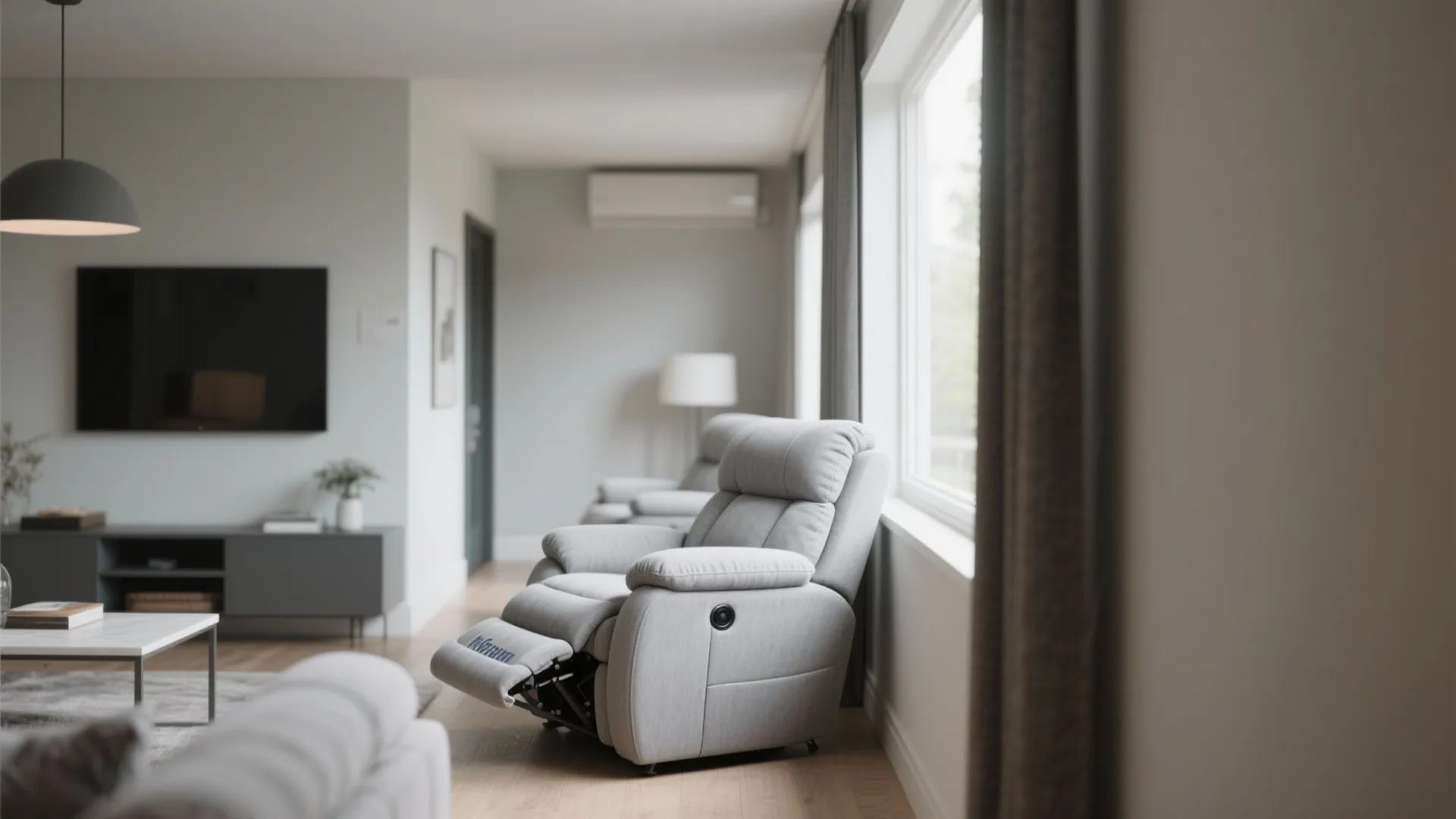 Wall-hugger recliners in a compact modern living room