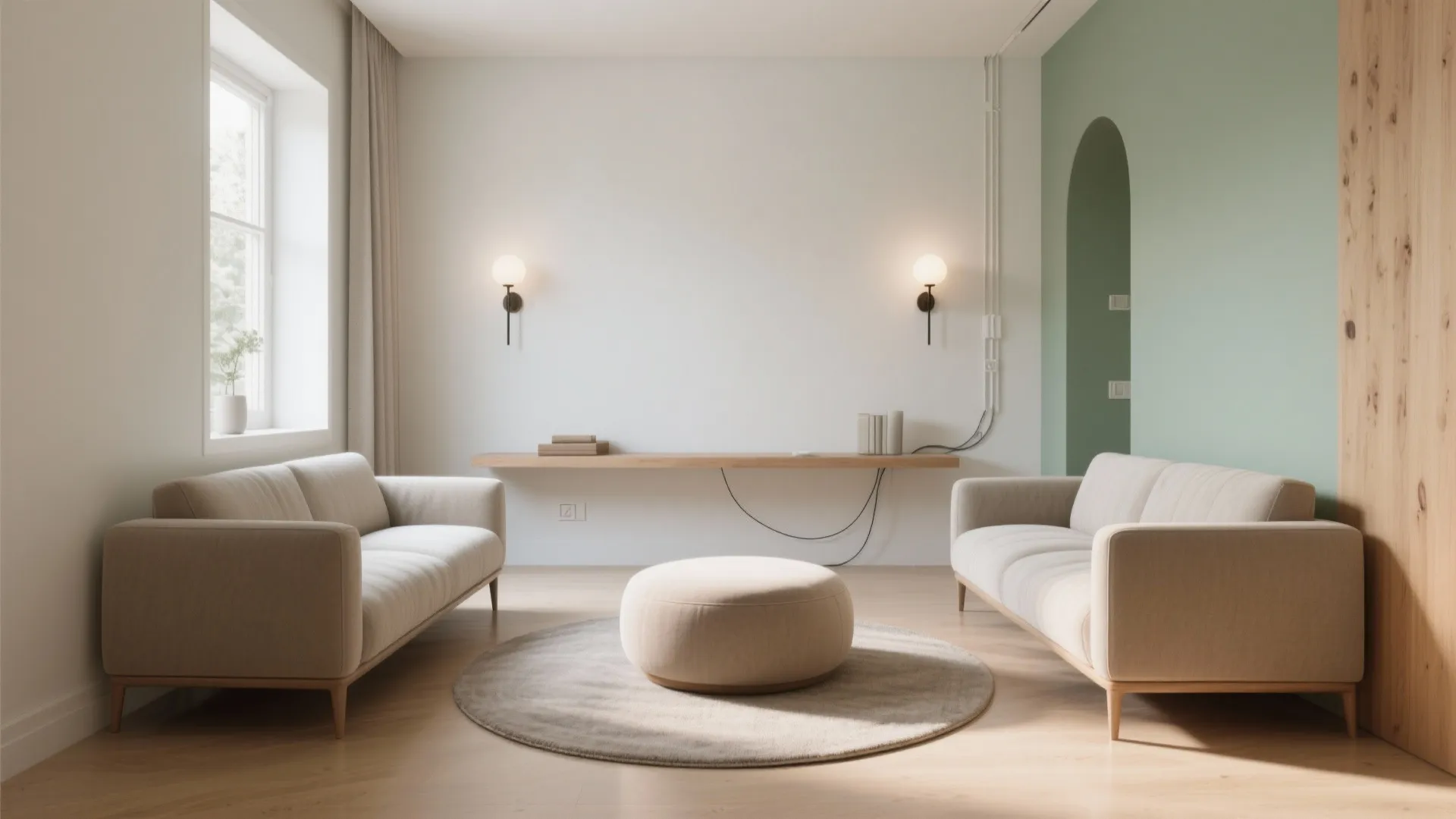 Wall-Hugging Layout with Floating Elements