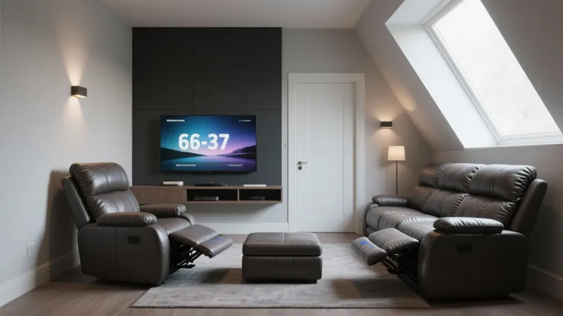 Cozy Attic Home Theater with Recliners & Sloped Ceiling