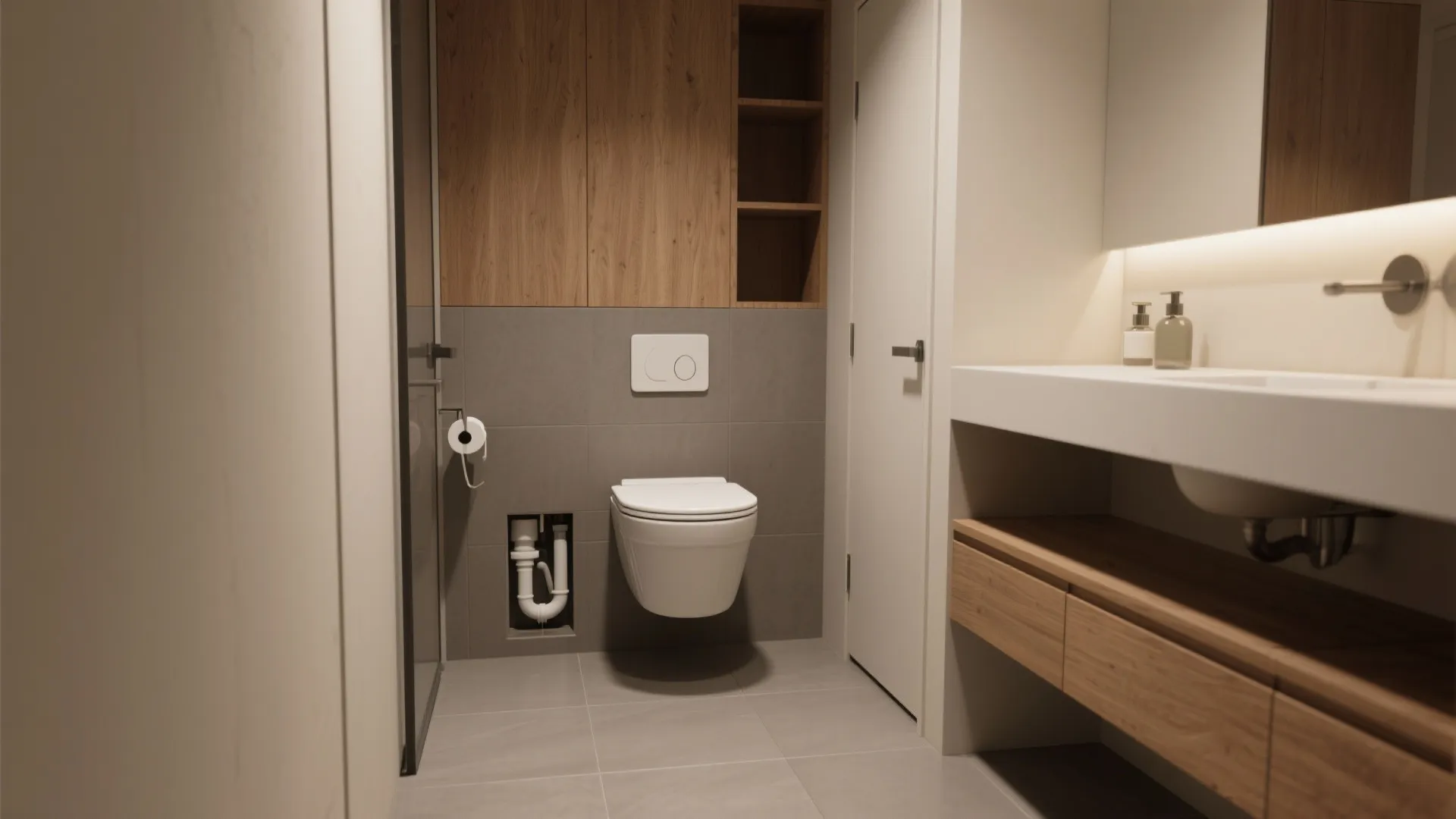 3. Wall-hung fixtures and pocket doors