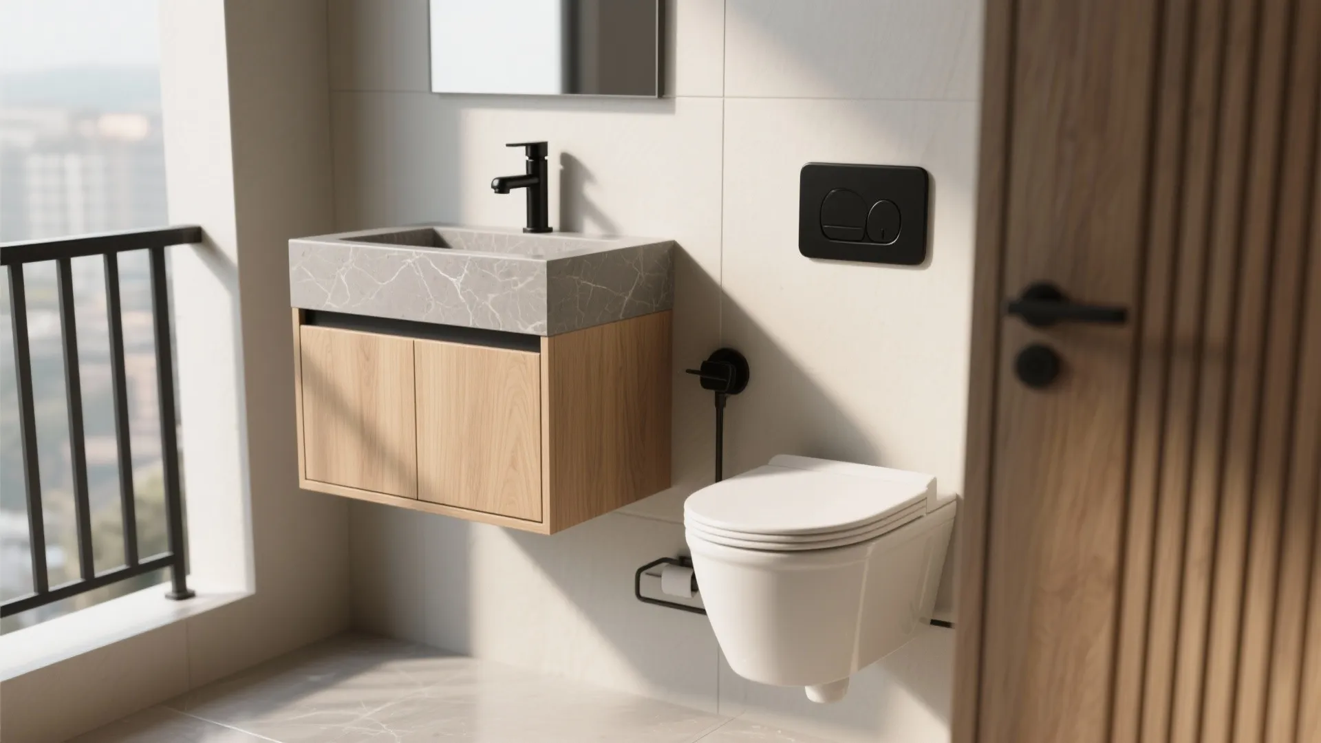 Wall-Hung Fixtures and Slim Storage