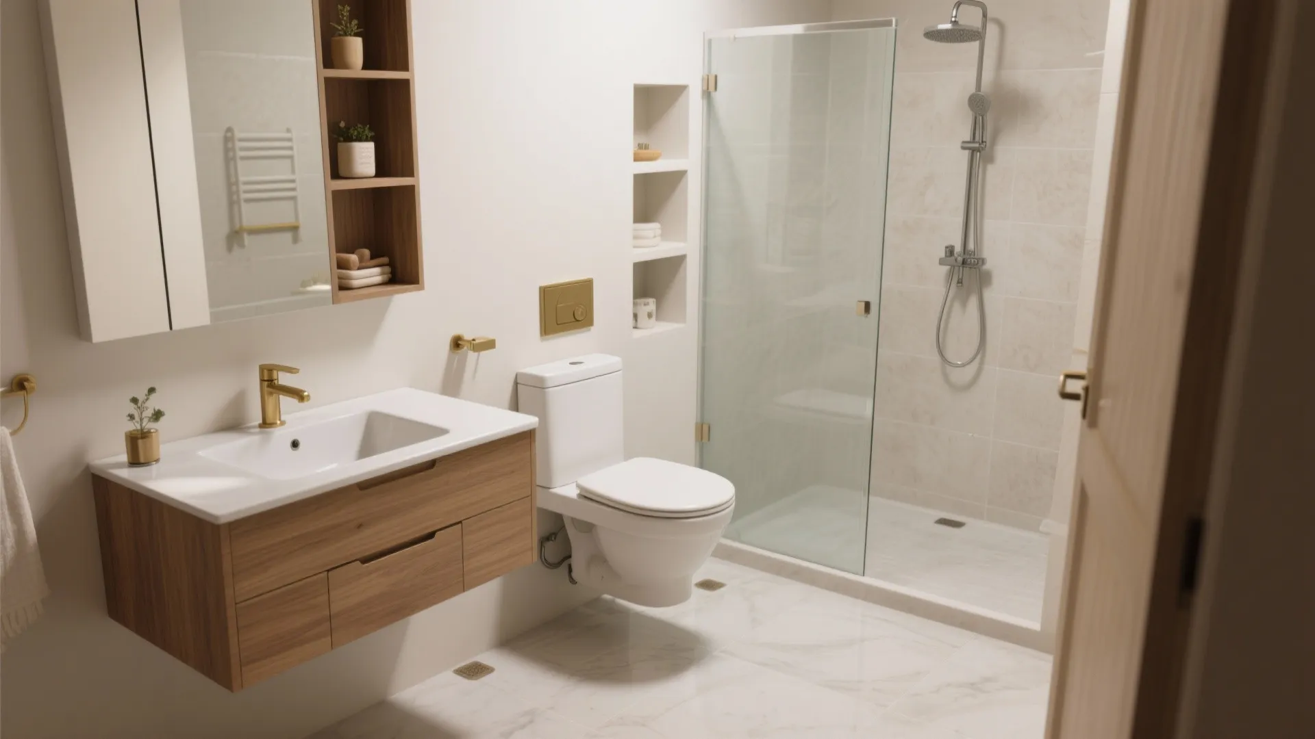 2) Wall-Mounted Fixtures and Pocket Storage