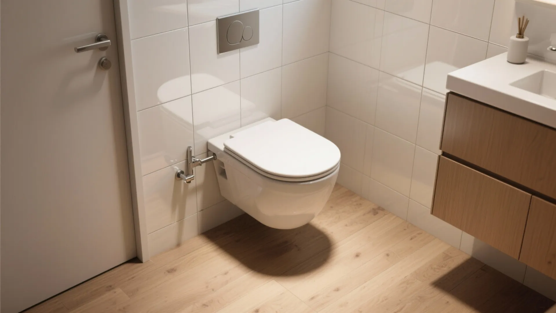 1. Wall-hung toilets to free floor space
