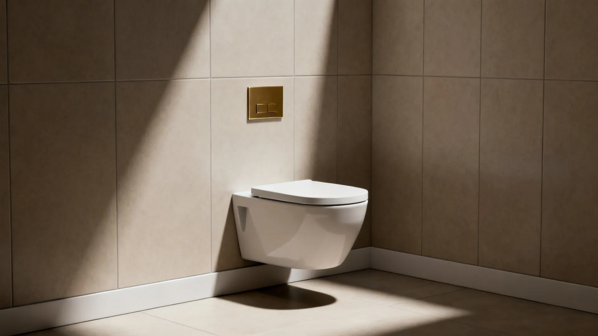 Compact powder room with a wall-hung toilet and concealed cistern for a clean silhouette