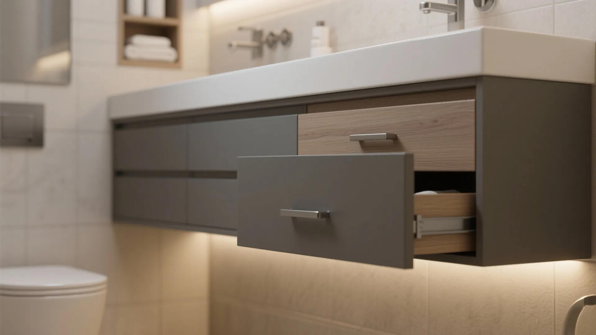 2. Wall-hung vanity with integrated storage