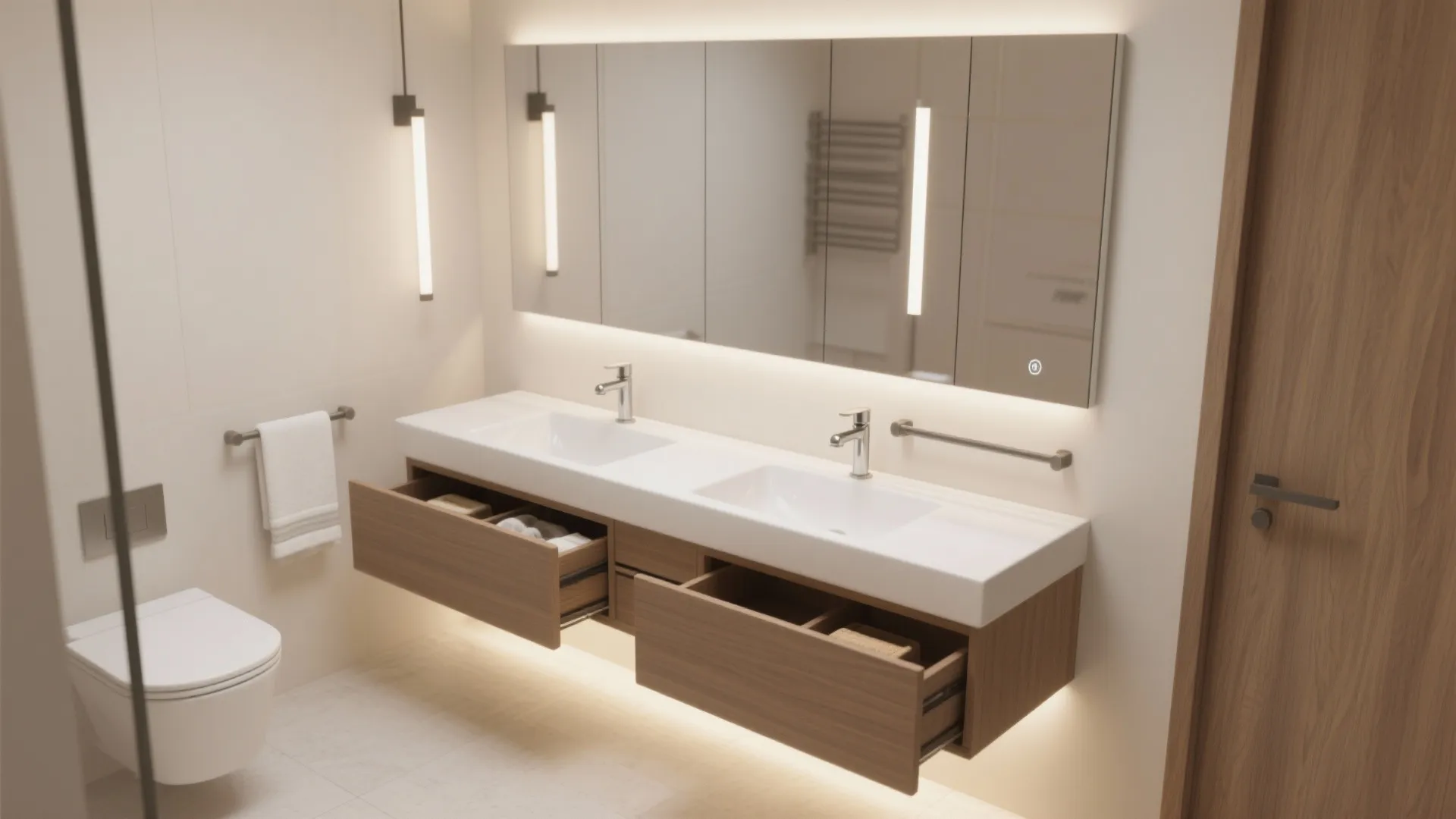 Wall-Hung Vanity with Integrated Storage