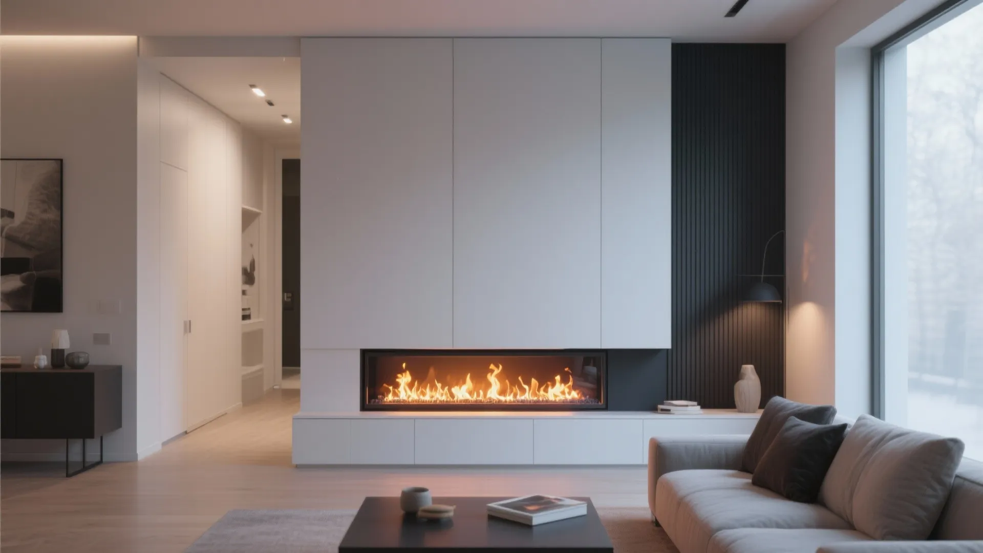 5. Wall-Mounted Linear Fireplace
