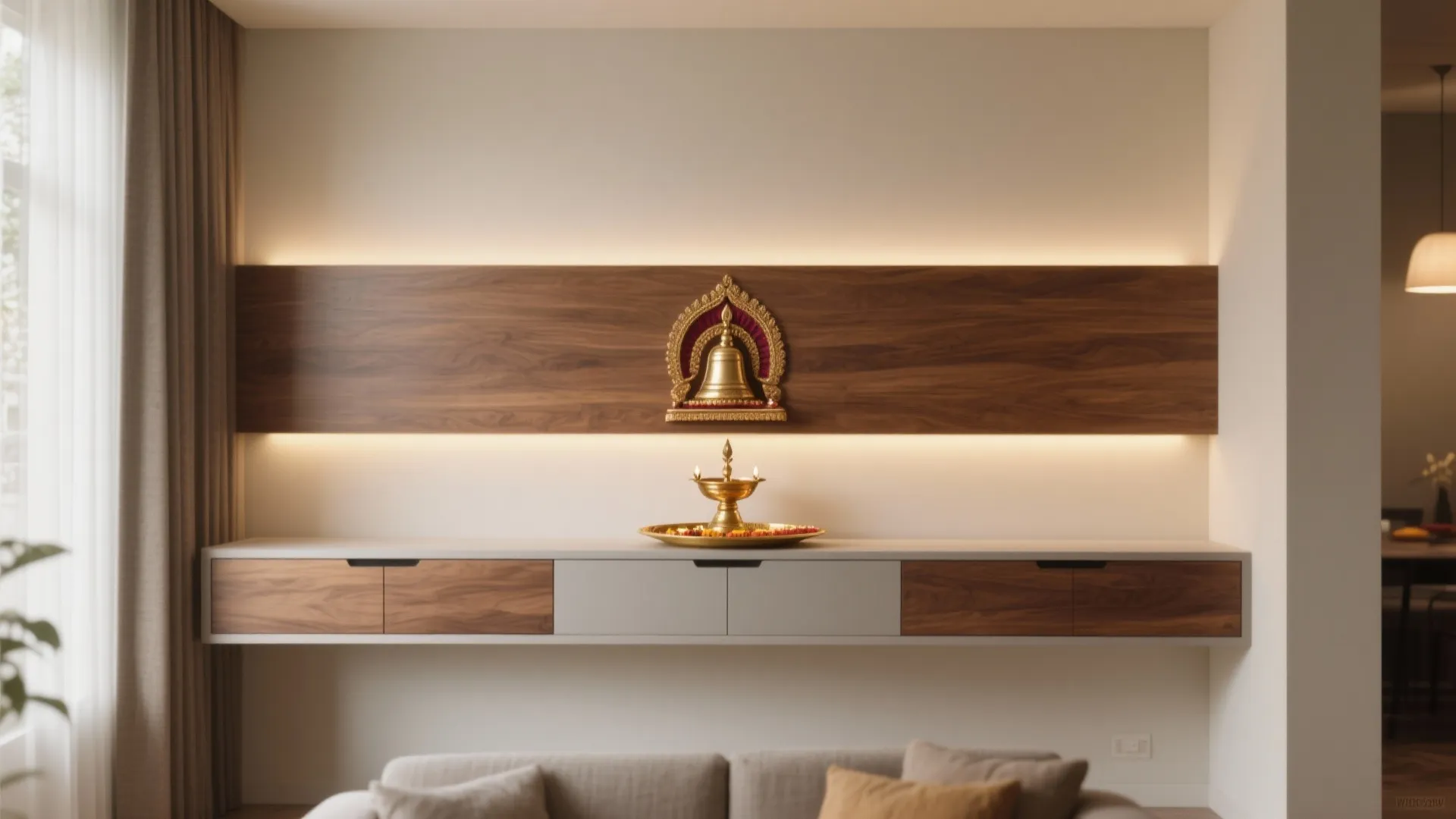 Minimalist Mandir Wall Unit