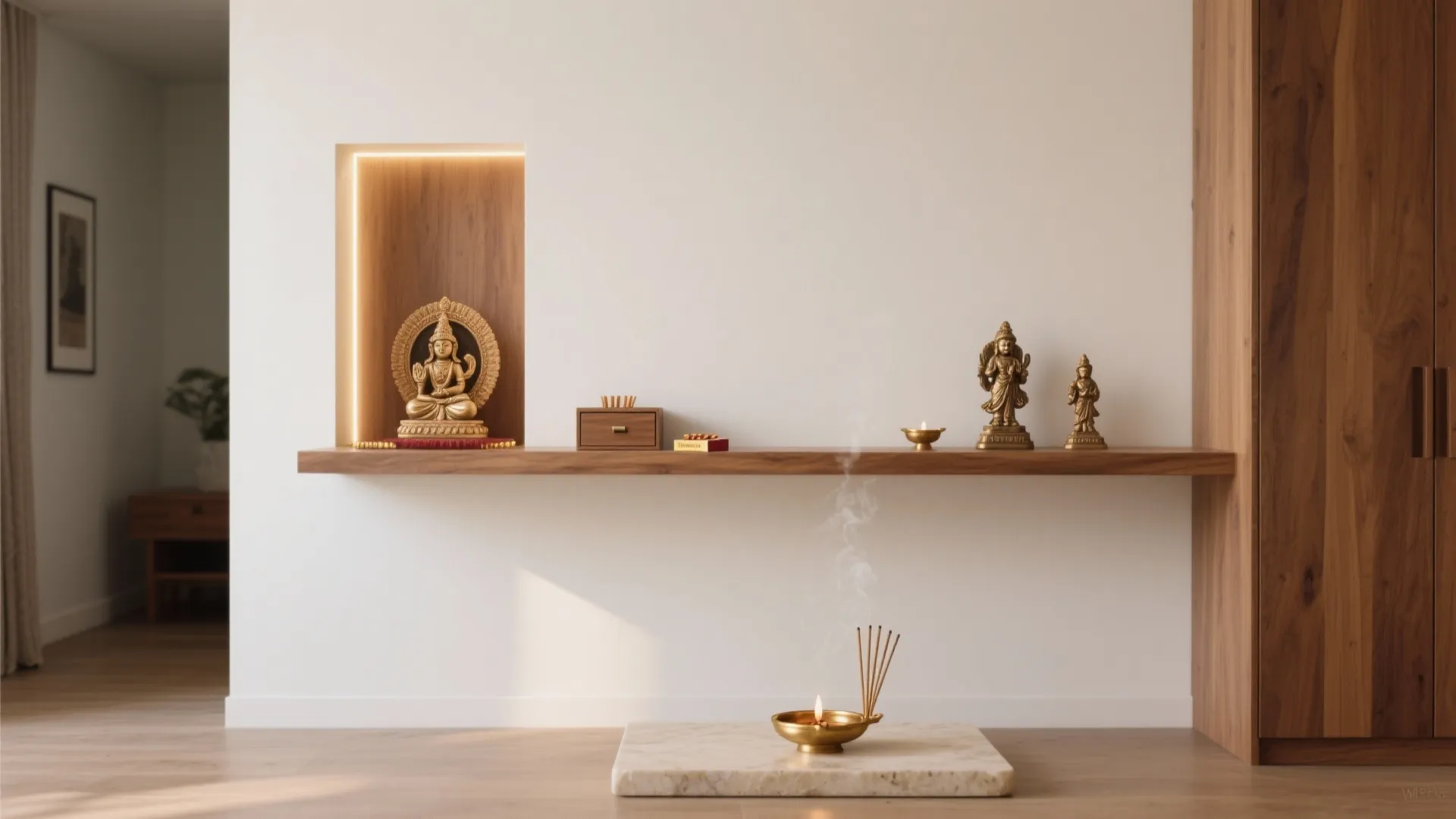 Minimalist wall-mounted mandir