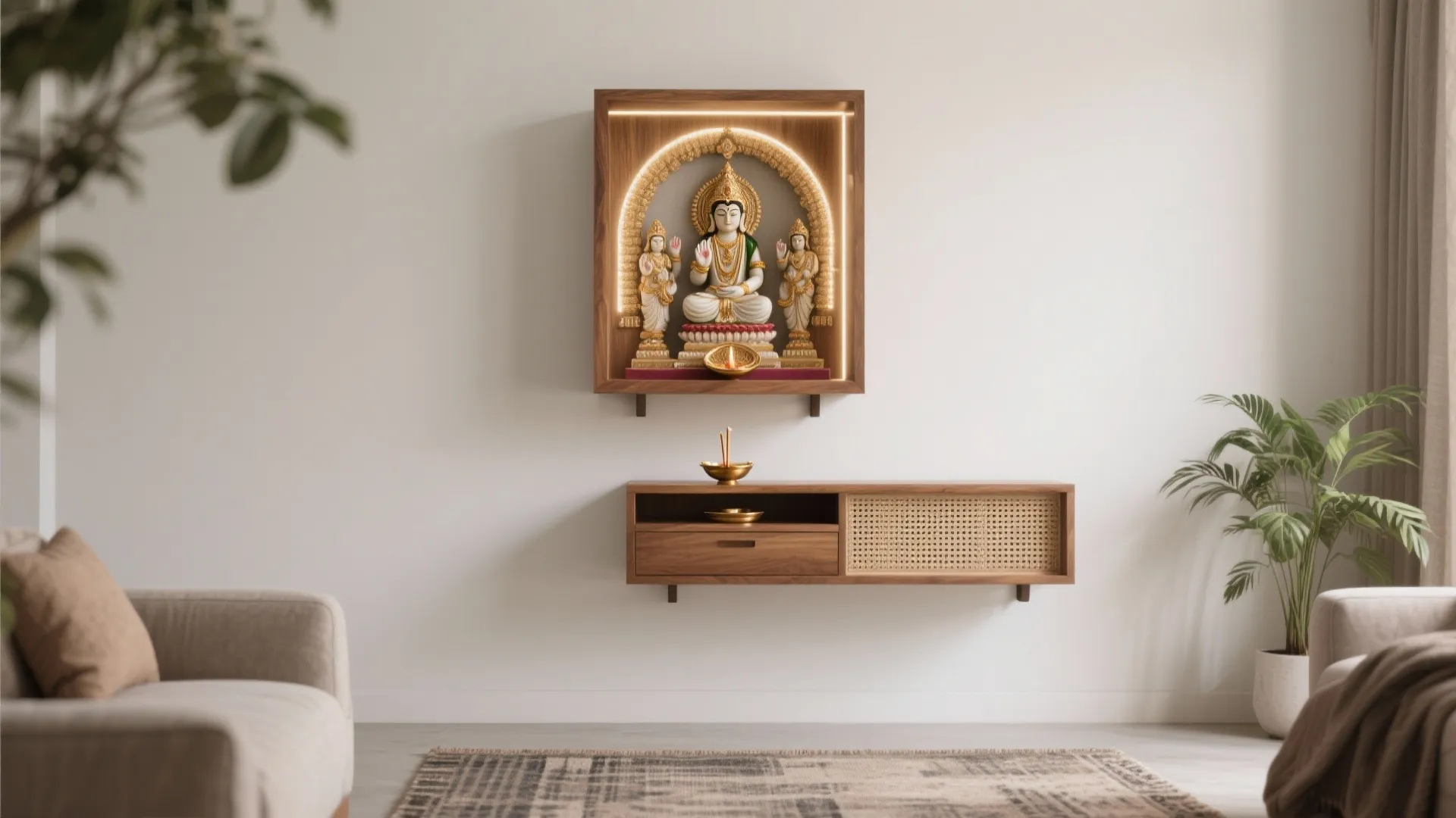Minimal wall-mounted mandir