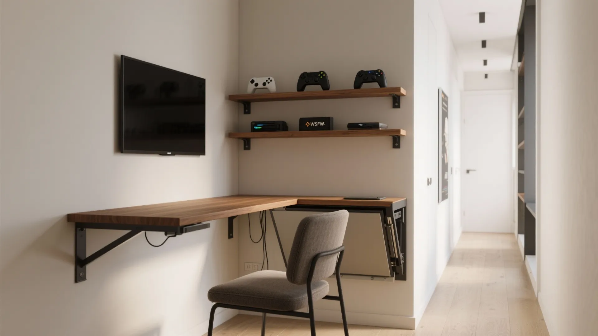 Wall-mounted rigs and fold-away consoles