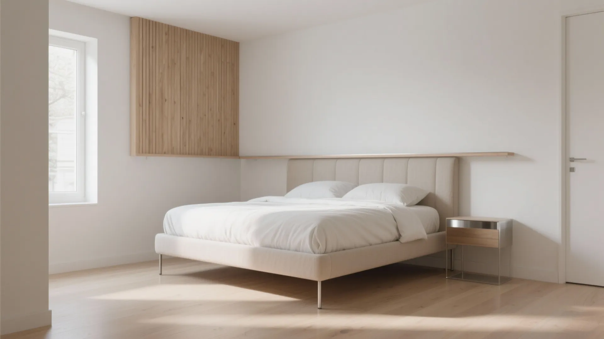 Wall-mounted headboard + bed frame on legs
