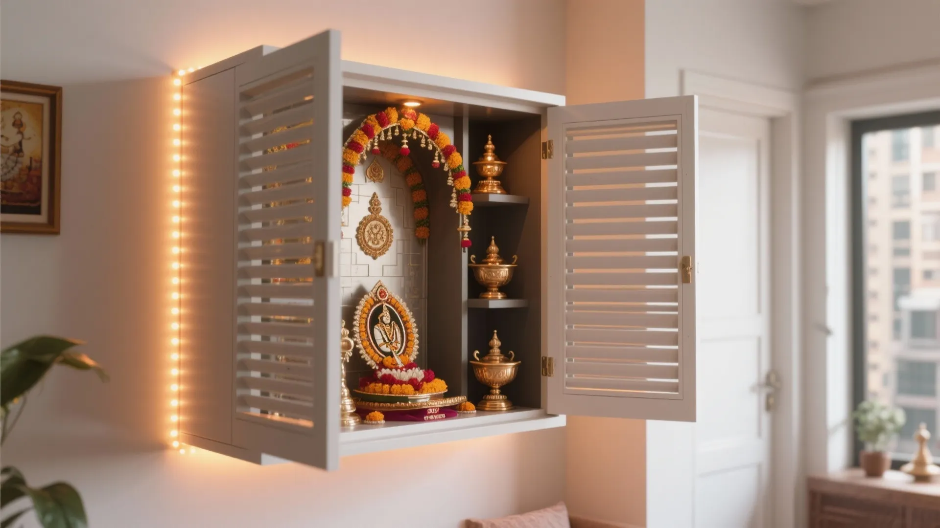 Wall-mounted Mandir Cabinet
