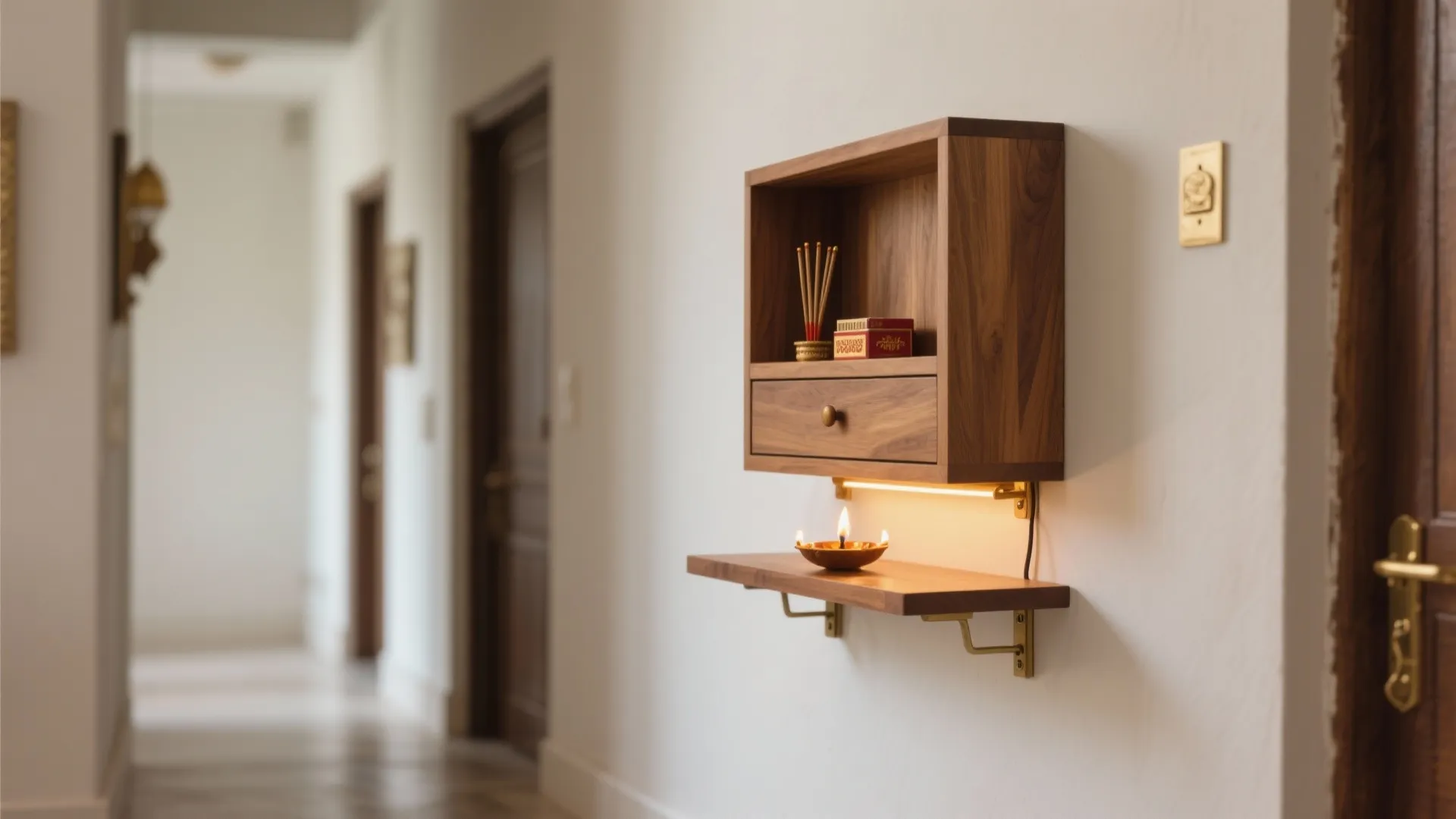 Wall-mounted pooja unit for small apartments