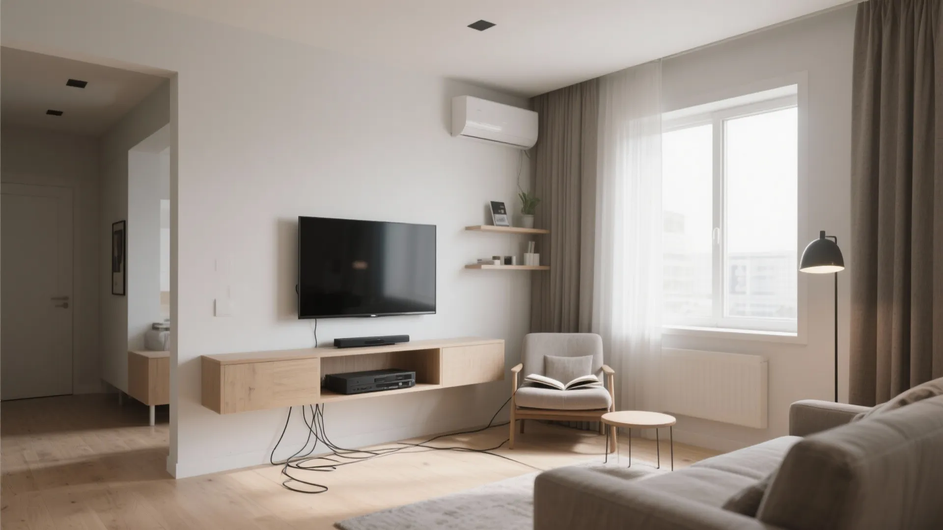 9. Wall-Mounted TV and Media Console