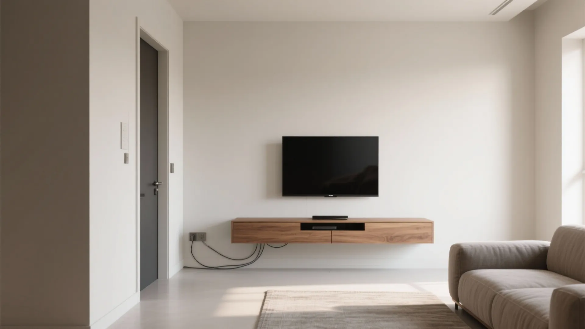 Minimal wall-mounted TV console