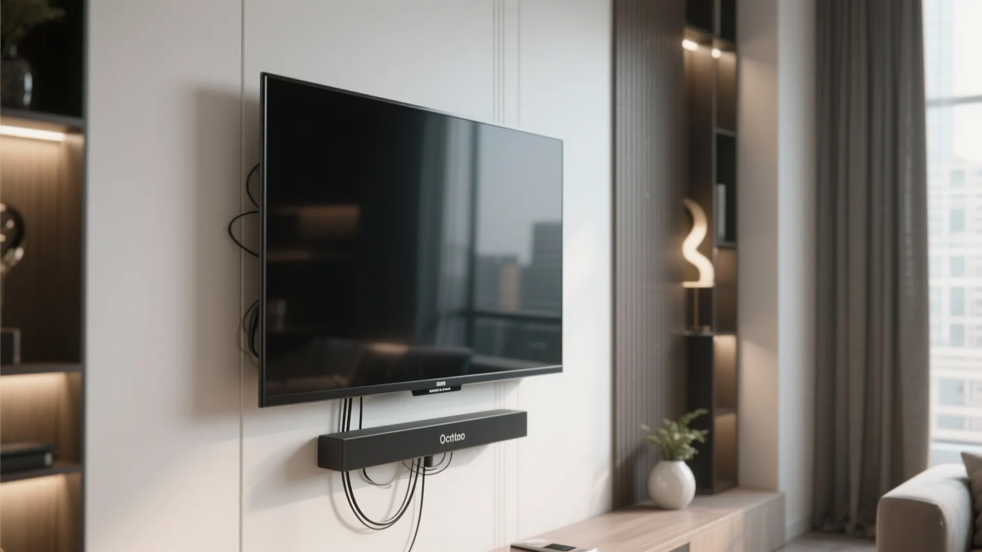 6. Wall-Mounted TV with Hidden Cables