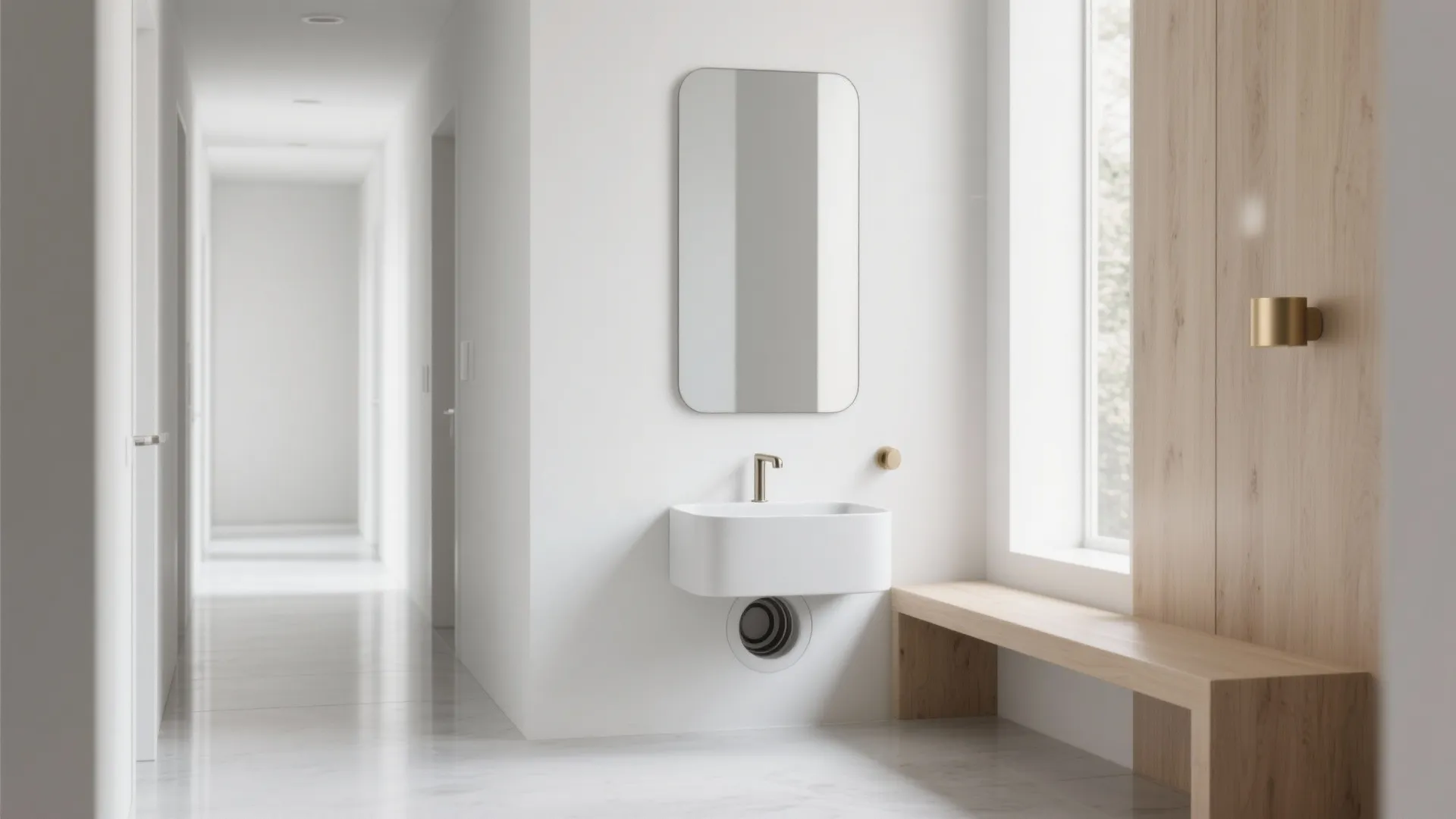Wall-Mounted Basin with Concealed Plumbing