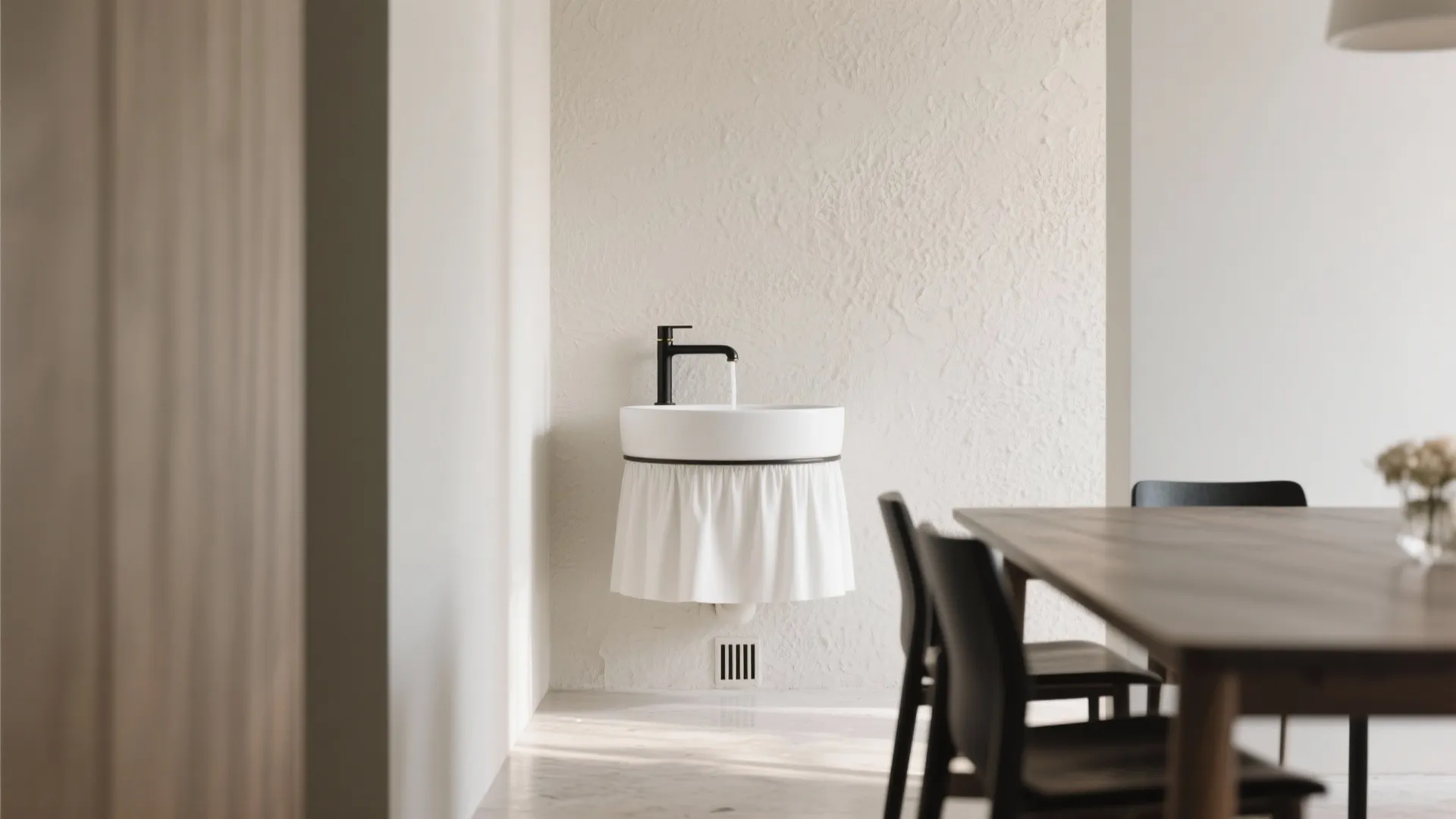 Wall-Mounted Minimalist Basin With Hidden Trap